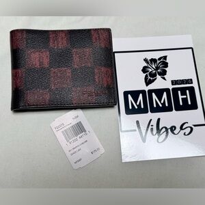 Coach RARE Black and Oxblood Checkered Wallet - NWT